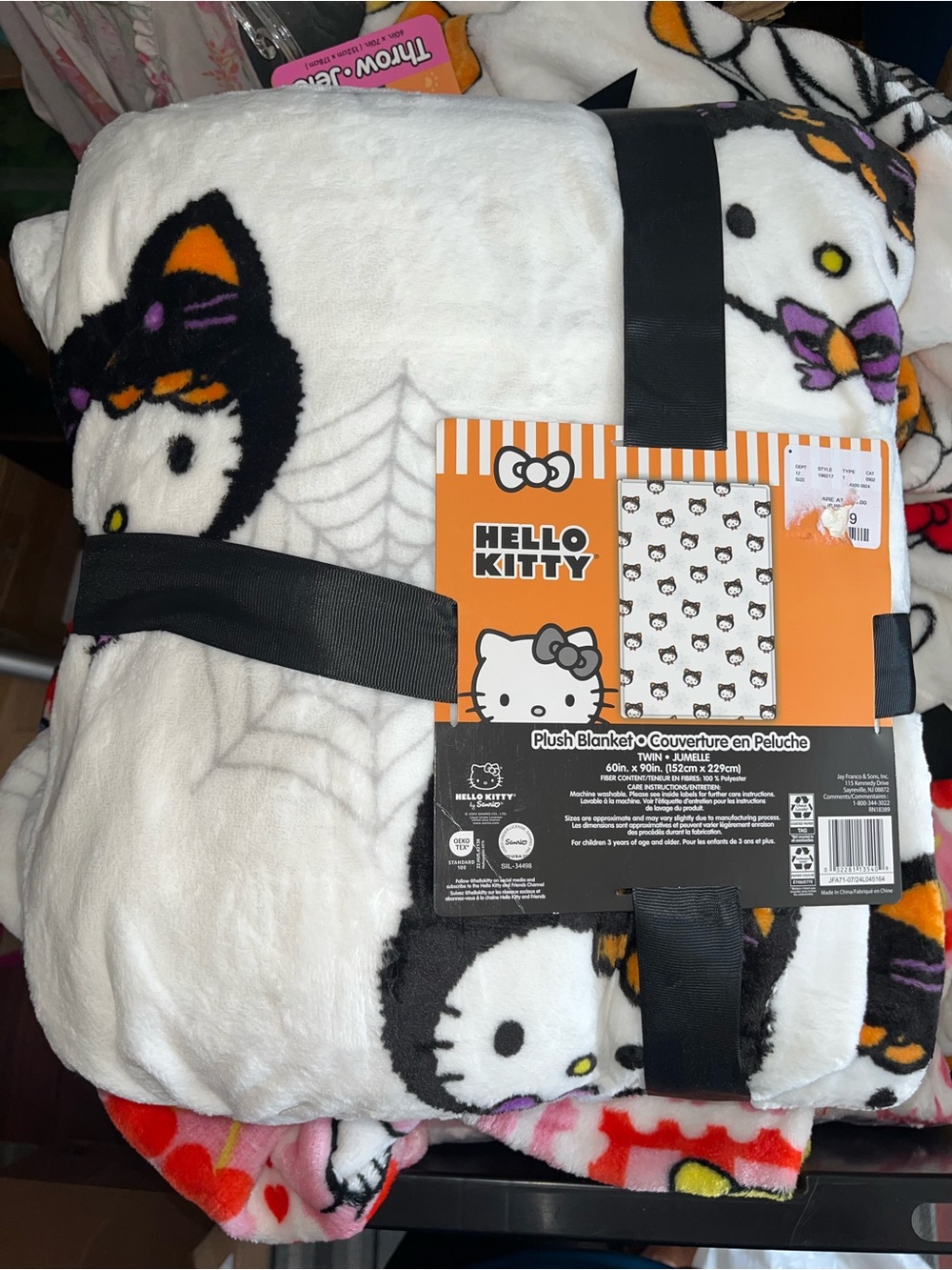 Hello Kitty Halloween Plush Throw Blanket SZ TWIN NEW NWT
